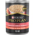 Purina Pro Plan Focus Adult Classic Sensitive Skin & Stomach Salmon & Rice Entree Canned Dog Food, 13-oz, case of 12