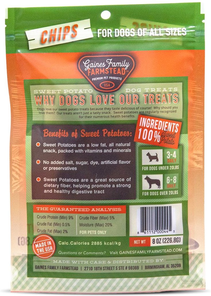 GAINES FAMILY FARMSTEAD Sweet Potato Chips GrainFree Dog Treats, 8oz