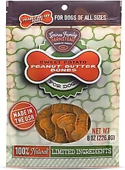 Gaines Family Farmstead Sweet Potato Peanut Butter Topped Bones Grain-Free Dog Treats, 8-oz bag