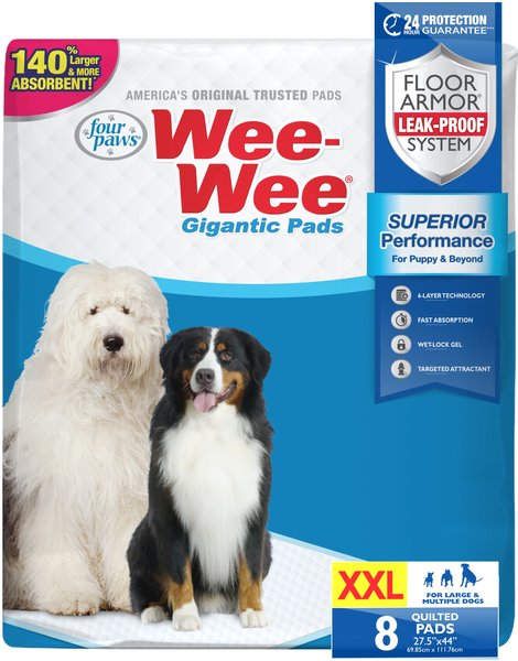 Wee-Wee Pads Gigantic Dog Pee Pads, 27.5 x 44-in, 8 count, Unscented slide 1 of 9
