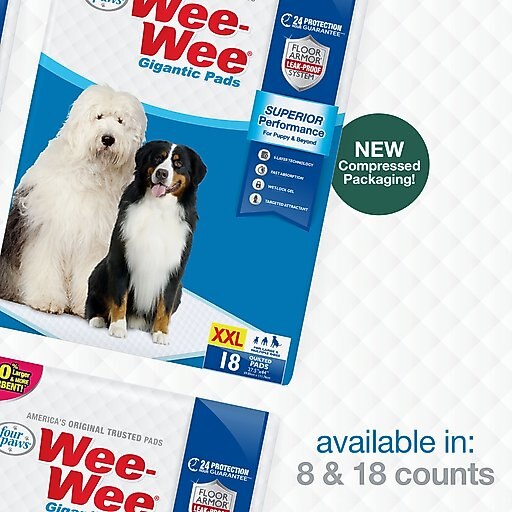 Four Paws Wee-Wee Gigantic Dog Training Pads, 18 count