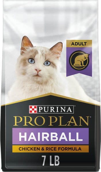 Purina Pro Plan Adult Hairball Chicken & Rice Formula Dry Cat Food, 7-lb bag slide 1 of 9