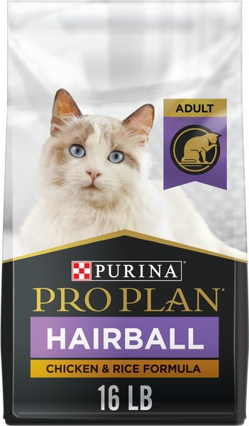 Purina Pro Plan Adult Hairball Chicken & Rice Formula Dry Cat Food, 16-lb bag slide 1 of 9