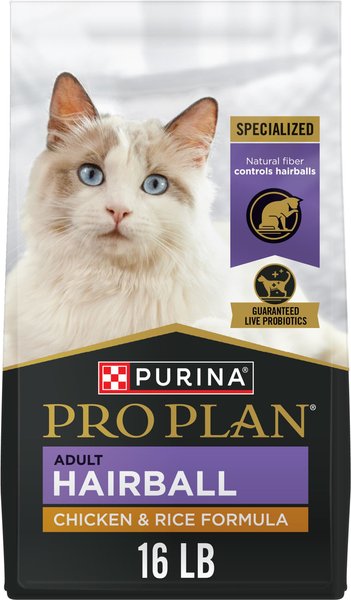 PURINA PRO PLAN Adult Hairball Chicken Rice Formula Dry Cat Food 16 lb bag Chewy