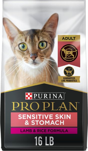 Purina Pro Plan Adult Sensitive Skin & Stomach Lamb & Rice Formula Dry Cat Food, 16-lb bag slide 1 of 11