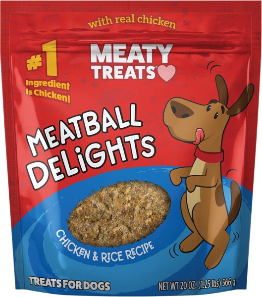 Meaty Treats Meatball Delights Chicken & Rice Flavor Dog Treats, 20-oz bag slide 1 of 9