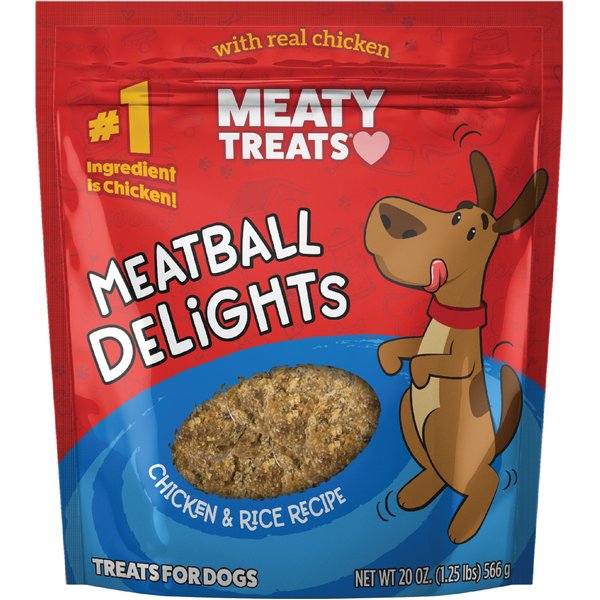 MEATY TREATS Meatball Delights Chicken & Rice Flavor Dog Treats, 20oz