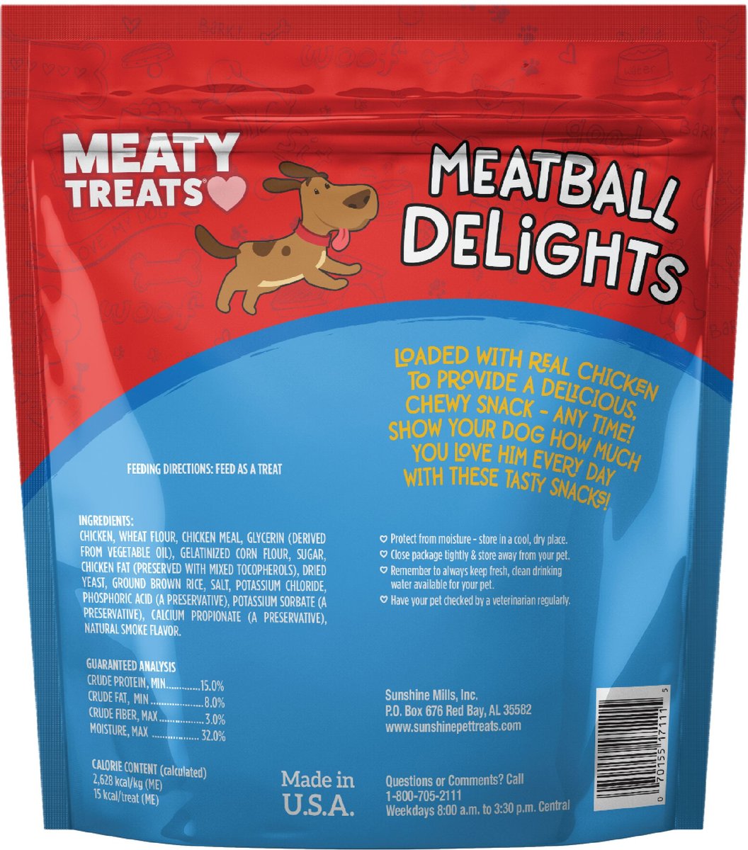 MEATY TREATS Meatball Delights Chicken & Rice Flavor Dog Treats, 20oz