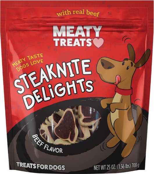 Meaty Treats Steaknight Delights Beef Flavor Dog Treats, 25-oz bag slide 1 of 9