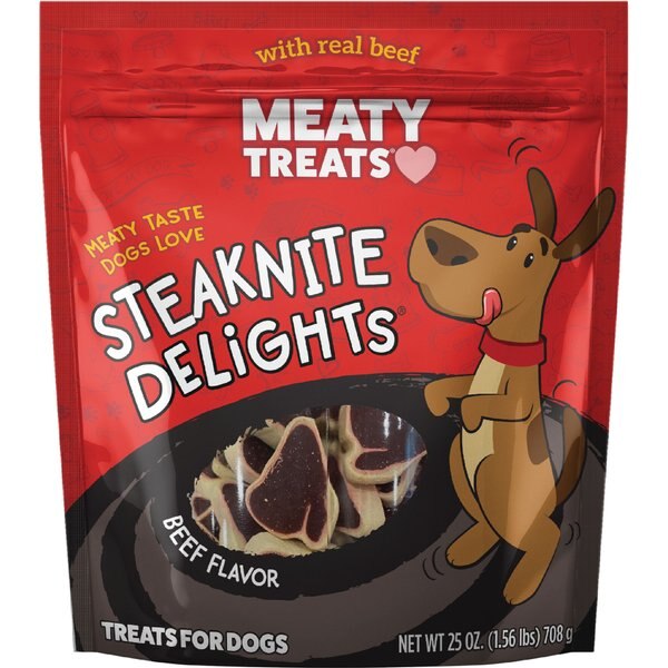 MEATY TREATS Steaknight Delights Beef Flavor Dog Treats, 25oz bag