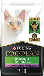 Purina Pro Plan Adult Indoor Hairball Management Turkey & Rice Formula Dry Cat Food, 7-lb bag