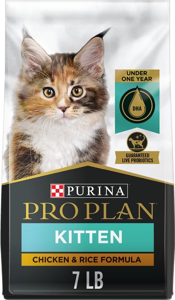 Purina Pro Plan Kitten Chicken & Rice Formula Dry Cat Food, 7-lb bag slide 1 of 10