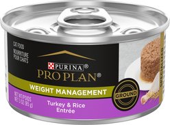 Purina Pro Plan Focus Adult Weight Management Ground Turkey & Rice Entree Canned Cat Food, 3-oz, case of 24