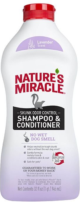 NATURE S MIRACLE Odor Control Formula Skunk Odor Control Pet Shampoo Conditioner 32 fl oz bottle Lavender Scent Chewy