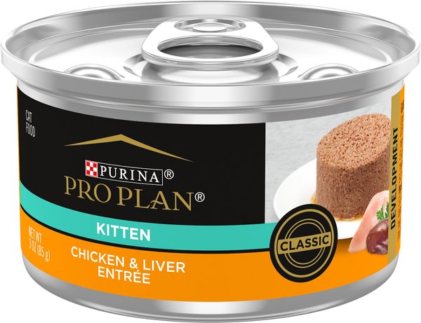 Purina Pro Plan Kitten Classic Chicken & Liver Entree Canned Cat Food, 3-oz, case of 24 slide 1 of 10