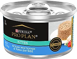 Purina Pro Plan Kitten Flaked Ocean Whitefish & Tuna Entree Canned Cat Food, 3-oz, case of 24