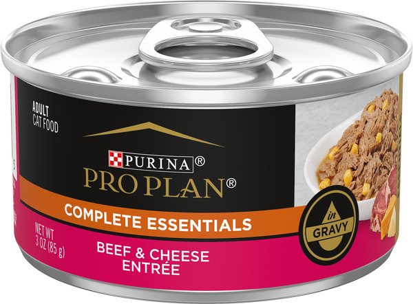 Purina Pro Plan High Protein Beef & Cheese Entree in Gravy Wet Cat Food, 3-oz pull-top can, case of 24 slide 1 of 10
