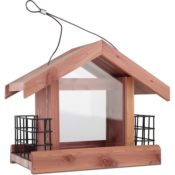 PERKYPET Deluxe Chalet Cedar Bird Feeder, Wood