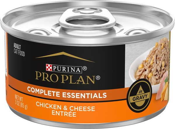 Purina Pro Plan High Protein Chicken & Cheese Entree in Gravy Wet Cat Food, 3-oz pull-top can, case of 24 slide 1 of 10
