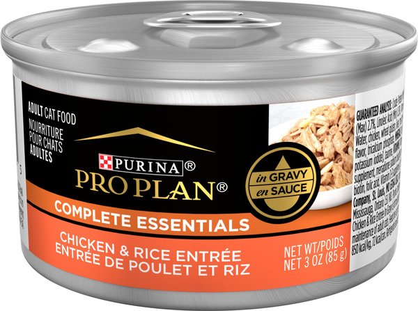 Purina Pro Plan Adult Chicken & Rice Entree in Gravy Canned Cat Food, 3-oz, case of 24 slide 1 of 10