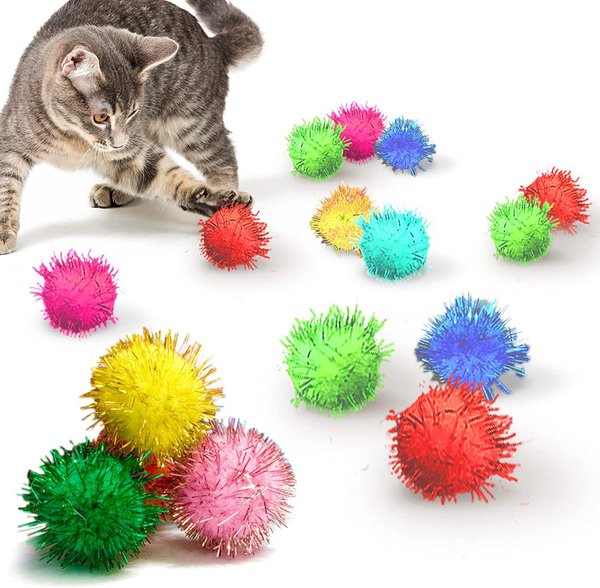 SUNGROW Cat Pom Pom Balls for Indoor, Interactive Fetch & Play Toy for Arts  & Crafts, 20 count 