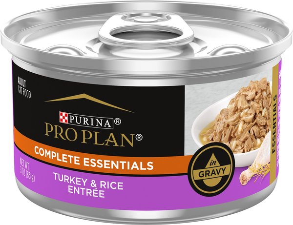 Purina Pro Plan Adult Turkey & Rice Entree in Gravy Canned Cat Food, 3-oz, case of 24 slide 1 of 8