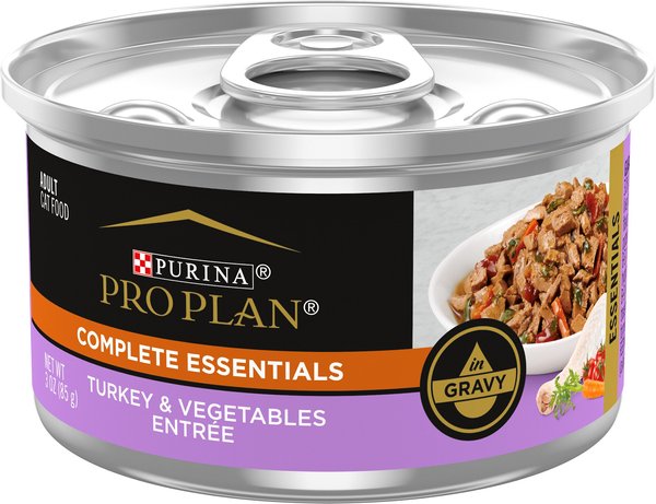 Purina Pro Plan Complete Essentials Adult Turkey & Vegetable Entree in Gravy Canned Cat Food, 3-oz, case of 24 slide 1 of 10