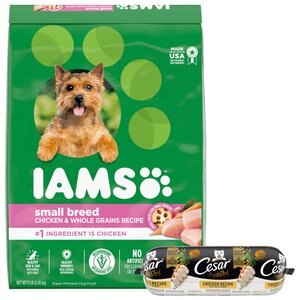 Iams Adult Small & Toy Breed Dry Food + Cesar Fresh Chef Chicken Recipe with Peas and Carrots Refrigerated Dog Food