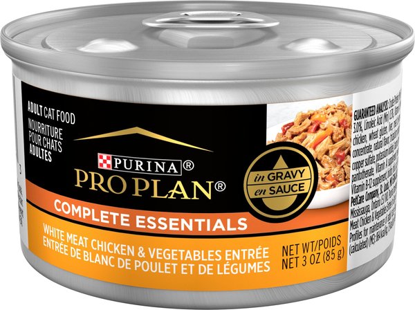 Purina Pro Plan Adult White Meat Chicken & Vegetable Entree in Gravy Canned Cat Food, 3-oz, case of 24 slide 1 of 9