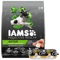 IAMS PROACTIVE HEALTH ACTIVE Chicken and Turkey Dry Food + Cesar Fresh Chef Chicken Recipe with Peas and Carrots Refrigerated Dog Food