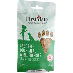 Firstmate Cage Free Duck Meal & Blueberries Grain-Free Dog Treats, 8-oz bag