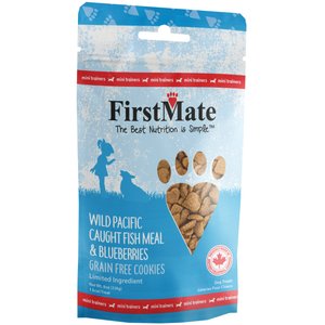 Firstmate Wild Pacific Caught Fish Meal & Blueberries Mini Trainer Grain-Free Dog Treats, 8-oz bag