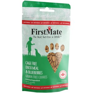 Firstmate Cage Free Duck Meal & Blueberries Mini Trainer Grain-Free Dog Treats, 8-oz bag