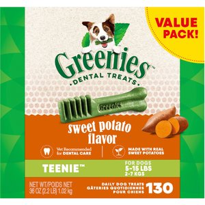 Greenies Teenie Sweet Potato Natural Small Dental Dog Treats, 130 count