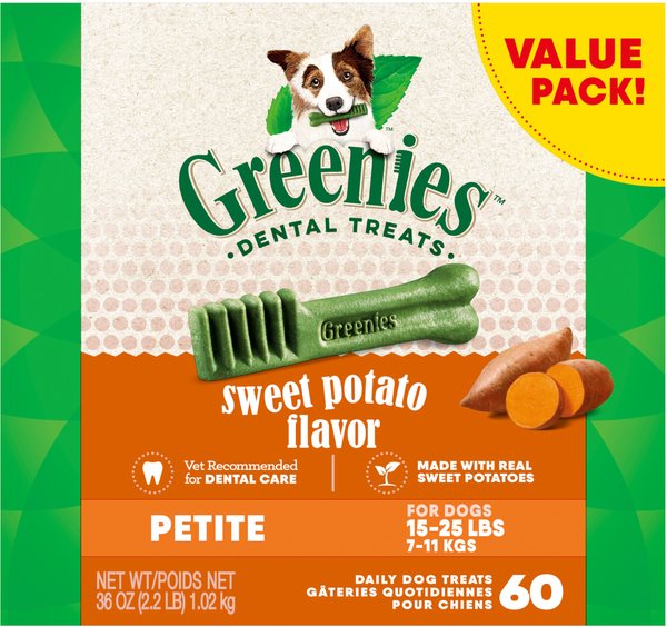Greenies Petite Sweet Potato Natural Dental Dog Treats, 60 count slide 1 of 9