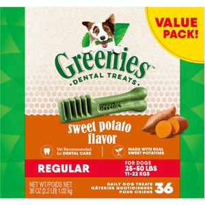 Greenies Regular Sweet Potato Natural Dental Dog Treats, 36 count