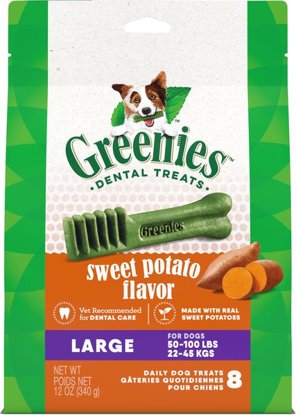 Greenies Sweet Potato Natural Large Dental Dog Treats, 8 count slide 1 of 9
