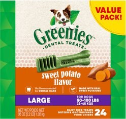 Greenies Sweet Potato Natural Large Dental Dog Treats, 24 count