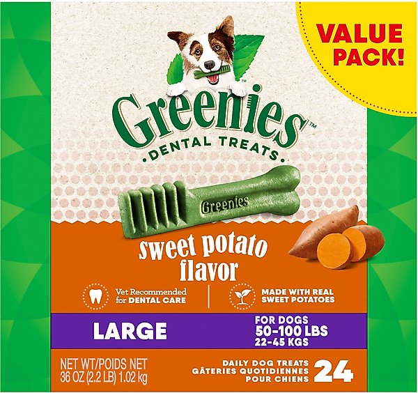 Greenies Sweet Potato Natural Large Dental Dog Treats, 24 count slide 1 of 9