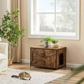 Unipaws Cat Litter Box Enclosure with Top Opening, Large, Rustic Brown