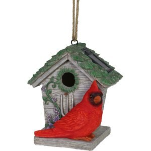 Exhart Solar Cardinal Hanging Bird House