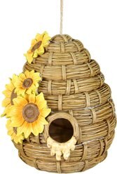 Exhart Solar Sunflower Hand Painted Bee Hive Hanging Bird House slide 1 of 9