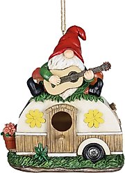 Exhart Solar Guitar Gnome on a Camper Hanging Bird House slide 1 of 9