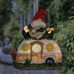 Exhart Solar Guitar Gnome on a Camper Hanging Bird House slide 2 of 9