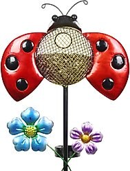 Exhart Solar Hand Painted Ladybug Metal Mesh Pellet Bird Feeder Garden Stake slide 1 of 9