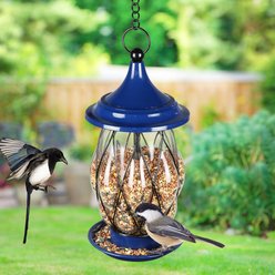 Exhart Metal Wire & Glass Bird Feeder, Blue slide 2 of 5