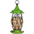 Exhart Celadon Metal Wire & Glass Bird Feeder, Green