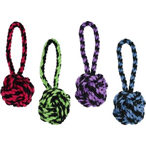 Multipet Nuts for Knots Heavy Duty Rope with Tug Dog Toy, Color Varies, Medium