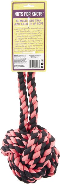 Multipet Nuts for Knots Rope & Rubber Ball with Tug Dog Toy