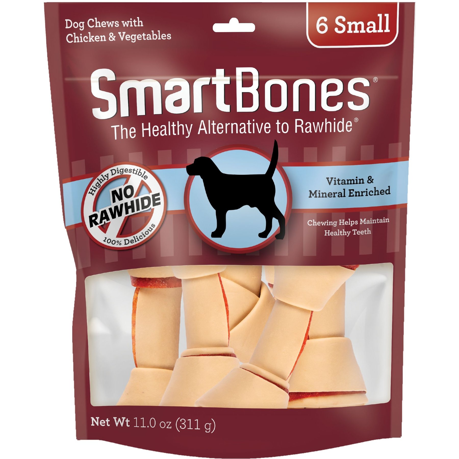 SMARTBONES Small Chicken Chew Bones Dog Treats 6 pack bundle of 6 Chewy